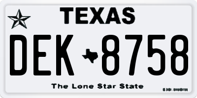 TX license plate DEK8758