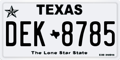 TX license plate DEK8785