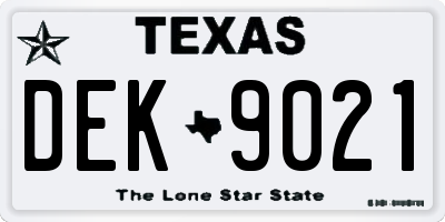 TX license plate DEK9021