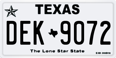 TX license plate DEK9072