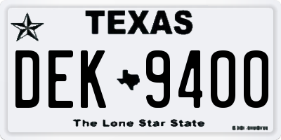 TX license plate DEK9400