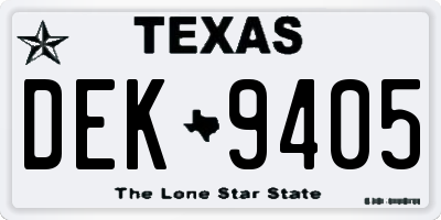 TX license plate DEK9405