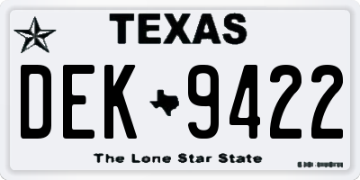 TX license plate DEK9422