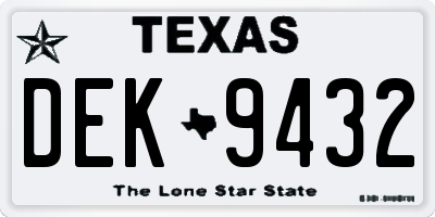 TX license plate DEK9432