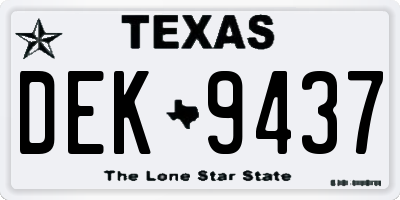 TX license plate DEK9437