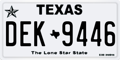 TX license plate DEK9446
