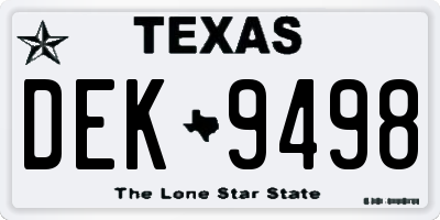 TX license plate DEK9498