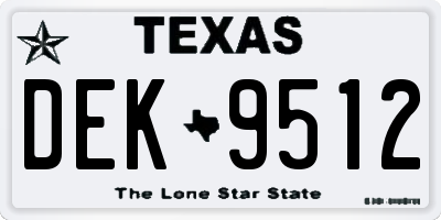 TX license plate DEK9512