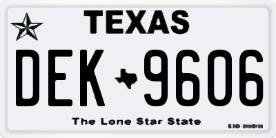 TX license plate DEK9606