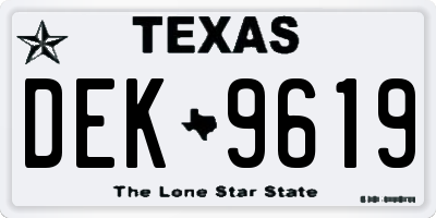 TX license plate DEK9619