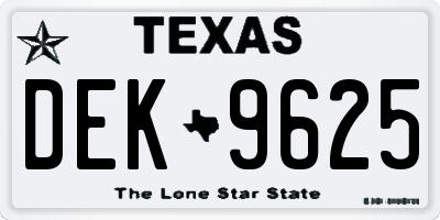 TX license plate DEK9625