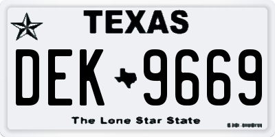 TX license plate DEK9669
