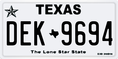 TX license plate DEK9694