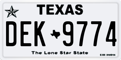 TX license plate DEK9774