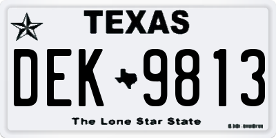 TX license plate DEK9813