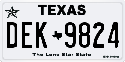 TX license plate DEK9824
