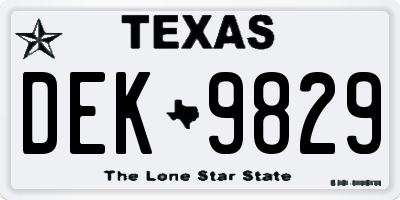 TX license plate DEK9829