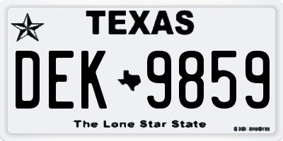 TX license plate DEK9859