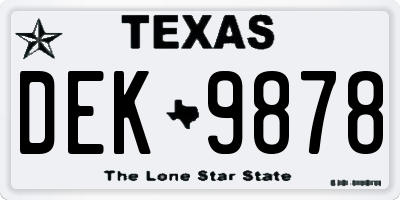 TX license plate DEK9878