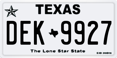 TX license plate DEK9927