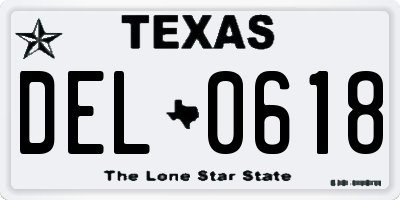 TX license plate DEL0618