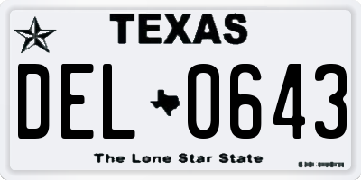TX license plate DEL0643