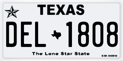 TX license plate DEL1808
