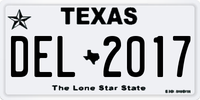 TX license plate DEL2017
