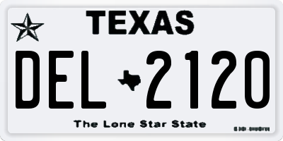 TX license plate DEL2120