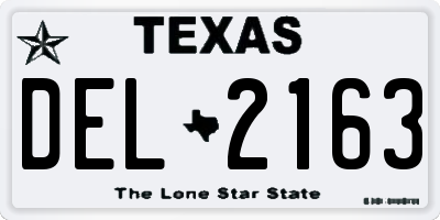 TX license plate DEL2163
