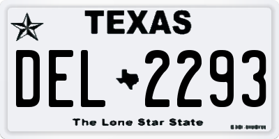 TX license plate DEL2293