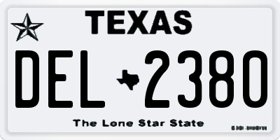 TX license plate DEL2380