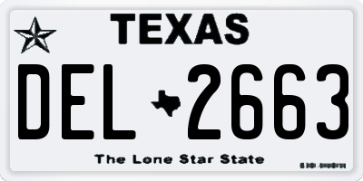 TX license plate DEL2663