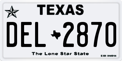 TX license plate DEL2870