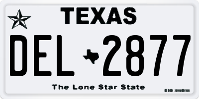 TX license plate DEL2877