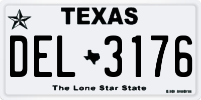 TX license plate DEL3176