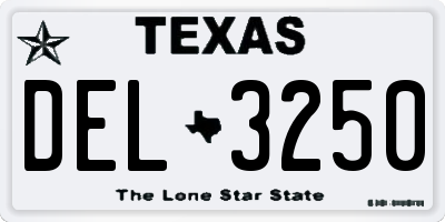 TX license plate DEL3250