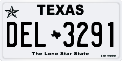 TX license plate DEL3291