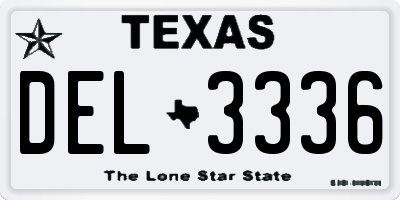 TX license plate DEL3336