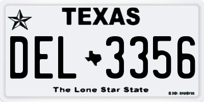 TX license plate DEL3356