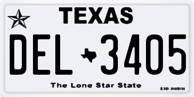 TX license plate DEL3405