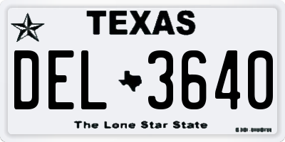 TX license plate DEL3640