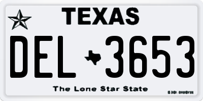 TX license plate DEL3653