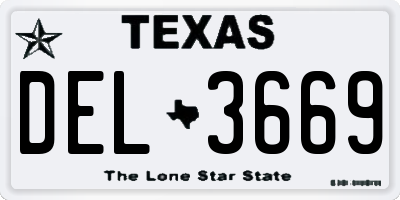 TX license plate DEL3669