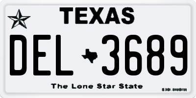 TX license plate DEL3689