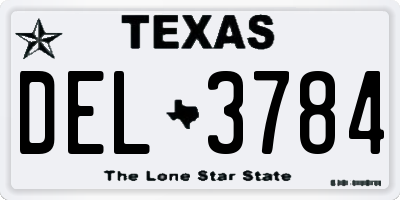 TX license plate DEL3784