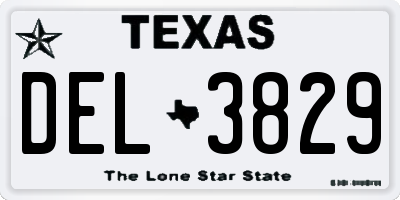 TX license plate DEL3829