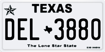 TX license plate DEL3880
