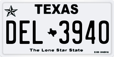 TX license plate DEL3940