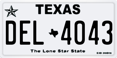 TX license plate DEL4043
